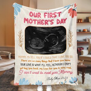 Expecting Mom Blanket, Mother's Day Gift for Pregnant Mom, New Mom Blanket, First Time Mothers Day Gifts, Our First Mothers Day Blanket