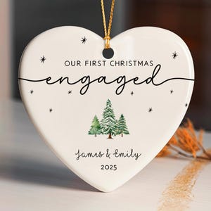Personalized Engagement Ornament 2025, Custom Engaged Christmas Ornament Gifts for Couple, Gift For Newly Engaged Couple Ornament
