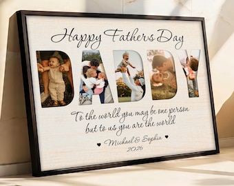 Personalized Daddy Photo Collage Canvas, Father's Day Gift for Dad, Happy Fathers Day Gift from Kids