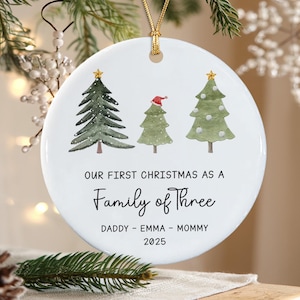 First Christmas As Family Of 3 Ornament, Custom Family Of Three Christmas Ornament, Personalized Baby&#39;s Christmas Ornaments, Family Ornament