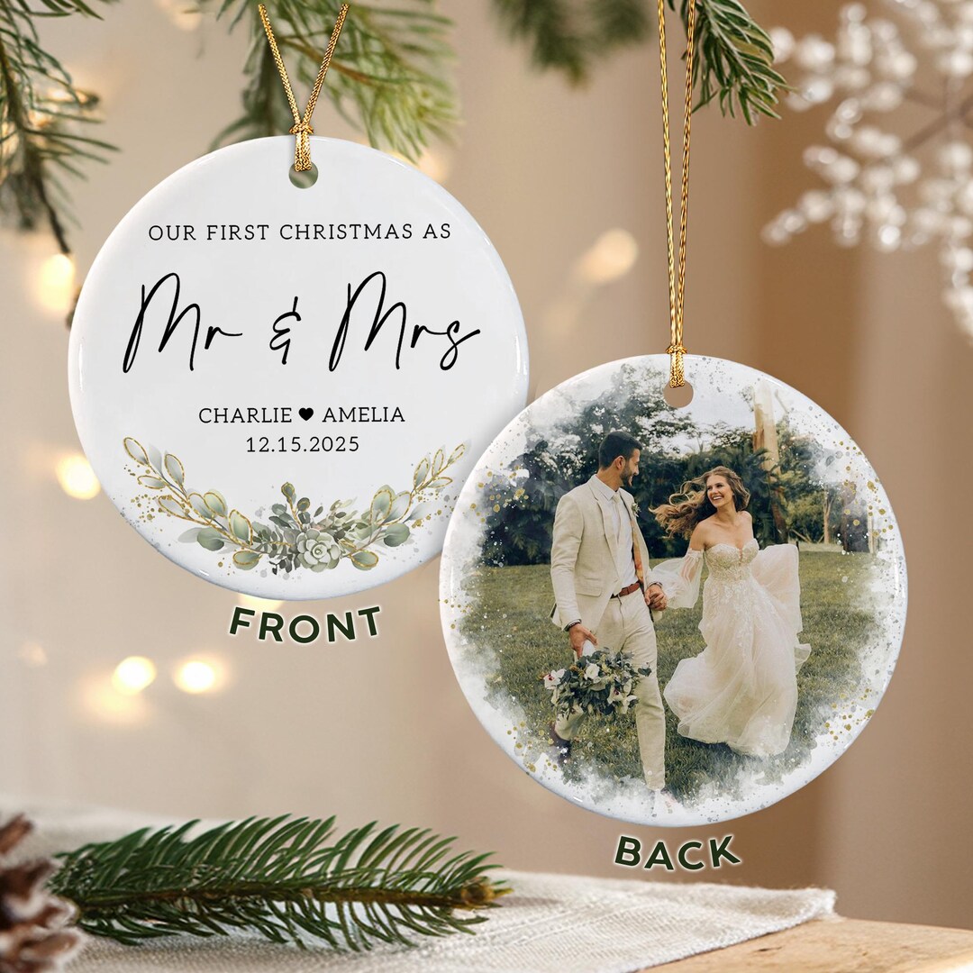 Personalized Mr & Mrs Deer Married Glass Ornament, Our 5th Christmas Personalized Mr & Mrs Deer Married Glass Ornament, Our 5th Christmas