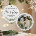 First Christmas Married Ornament 2025, Our 1st Xmas As Mr & Mrs Ornament, Wedding Photo Ornaments