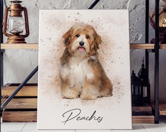 Custom Dog Portrait, Pet Photo Canvas Wall Art