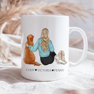 Custom Dog Mug, A Girl and Her Dogs Mug, Personalized Girl And Dog Mug Clipart, Our First Christmas Mug 2025, Gift for Dog Lover