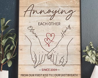 Annoying Each Other 50th Wedding Anniversary Gifts, Personalized Gift for Him, for Husband, Custom Name Couple Anniversary Gift Wall Art