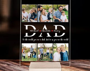 Fathers Day Gift for Dad from Kids, Personalized Photo Collage Plaque, Custom DAD Acrylic Sign Gift from Son Daughter, Gift from Wife 2025