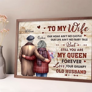 To My Wife Valentine Gift For Her, Personalized Valentines Day Print For Wife, Custom Couple Valentine Wall Art, Gift For Wife From Husband