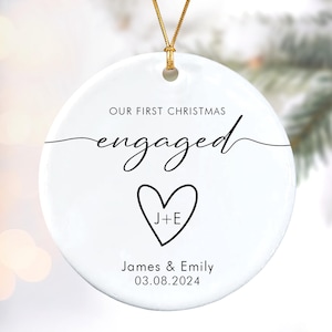Personalized Our First Christmas Engaged Ornament 2024, Engagement Christmas Ornament, Just Engaged Ornament, Newly Engaged Couple Gift