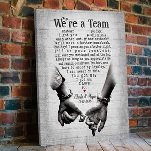 We&#39;re a Team Couple Wall Art, We&#39;re A Team Holding Hand Poster, Gift for Him Her, Valentine Gift For Wife Husband, Couple Anniversary Gift