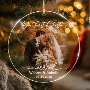 Our First Christmas Ornament, Custom Photo Portrait Wedding Ornament, Newly Christmas Ornament, Married Ornament, Newlywed Keepsake Gift