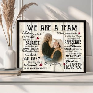 We&#39;re A Team Personalized Photo, Personalized Couple Poster We&#39;re A Team Wall Art, Gift for Him Her, Valentine&#39;s Day Gift For Wife Husband