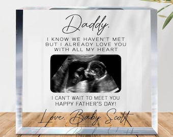 Expecting Fathers Day Gift from Baby, Personalized Acrylic Block with Ultrasound Photo, First Time Dad Gift from Bump