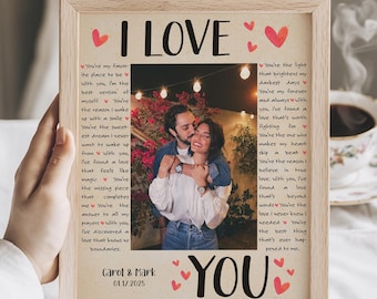 Personalized Couple Photo Gift, Custom Couple Scrapbook Photo Print, Custom Anniversary Gift For Him,  Boyfriend, Christmas Gift for Couple
