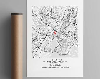 Personalized Valentines Day Gift For Boyfriend, Custom Map Location Gift, Our First Date Poster Wall Art, Gift For Him Her 2025