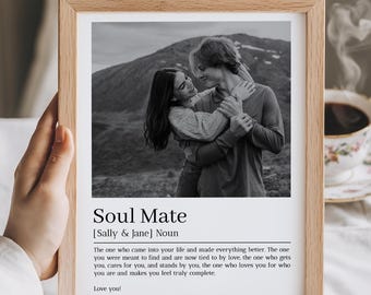 Personalized Valentines Day Gift For Him, Couple Definition Print, Couple Photo Poster Wall Art, Soul Mate Definition Gift For Husband 2025