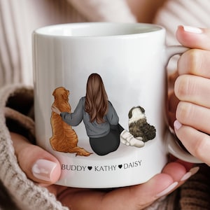 Custom Dog Mug, A Girl and Her Dogs Mug, Our First Christmas Mug 2025, Personalized Girl And Dog Mug Clipart, Gift for Dog Lover