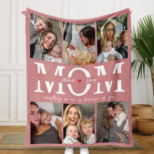 Personalized Photo Collage Mom Blanket, Custom Moms Blankets, Mother's Day Gifts for New Mom