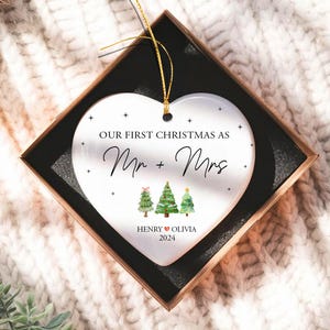 Personalized First Christmas As Mr Mrs Ornament, 1st Christmas Married Ornament, Just Married Ornament, Mr and Mrs Gift, Newlywed Gift