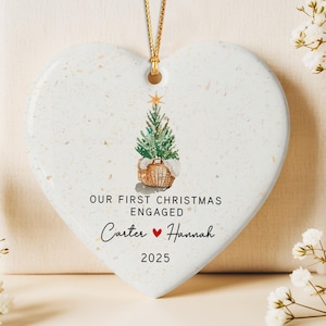 First Christmas Engaged Ornament, Personalized Engagement Ornament, Our 1st Christmas Engaged Ornament, Gift For Newly Engaged Couple