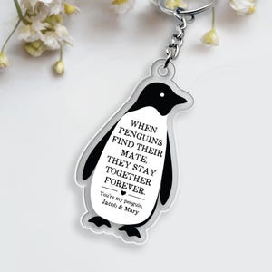 Valentine&#39;s Day Keychain, You&#39;re My Penguin Keychain, Custom Couple Name Penguin Keychain For Boyfriend, Custom Valentine&#39;s Day Gift For Him