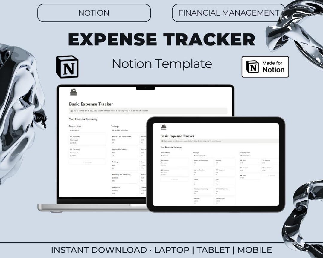 Notion Expense Tracker Template – Digital Budget Planner for Personal ...