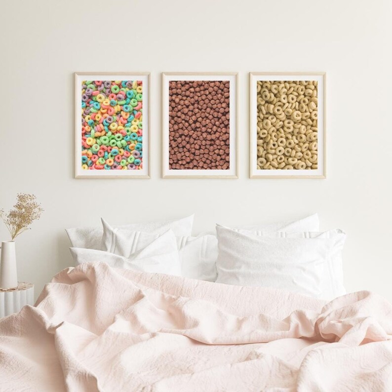Printed Cereal Posters Set of 3 Fruit Loops Coco Puffs Cheerios