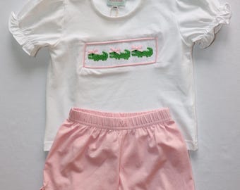Smocked Alligator Two Piece Outfit