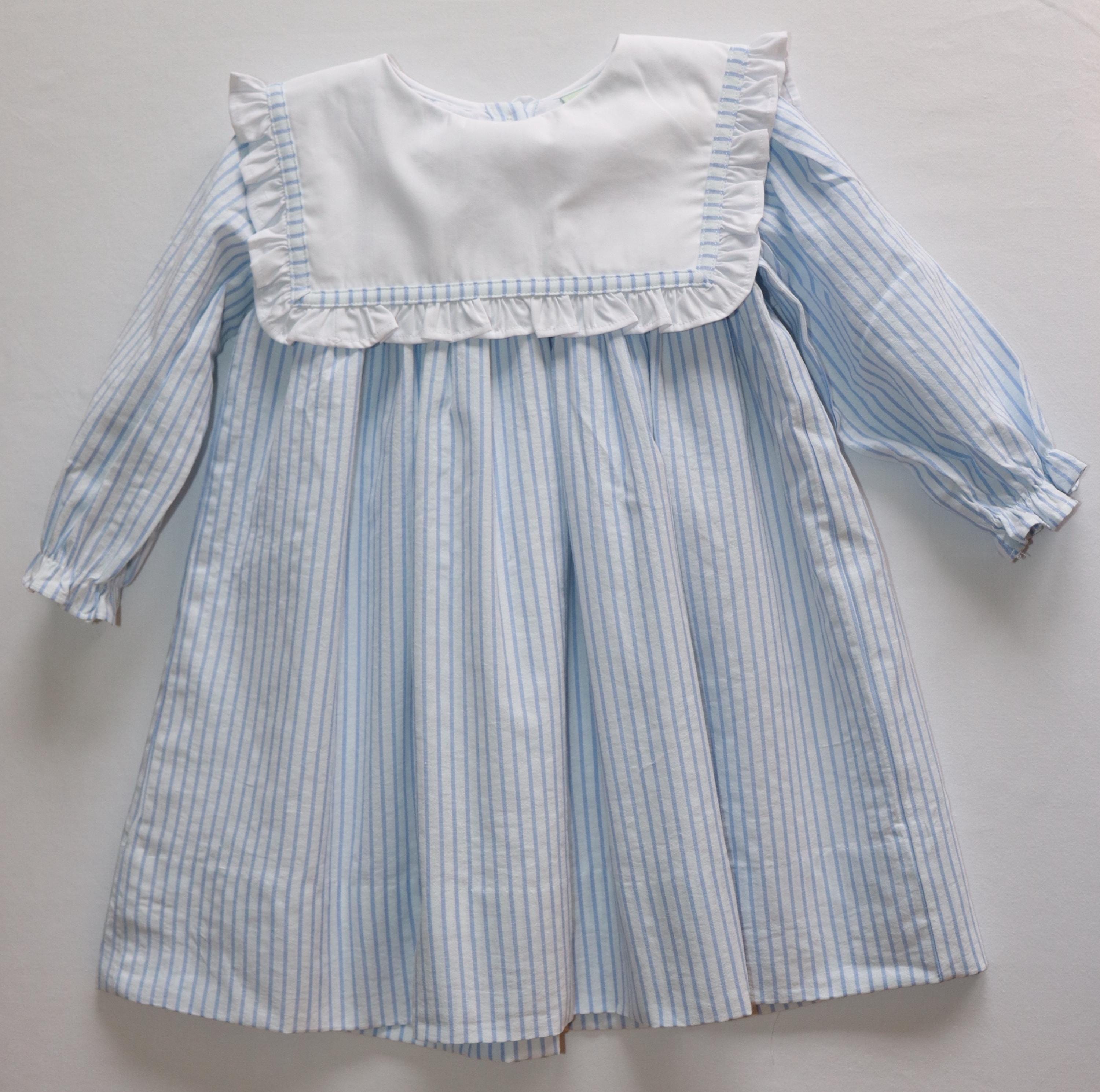 Blue Striped Ruffle Collar Dress - Etsy