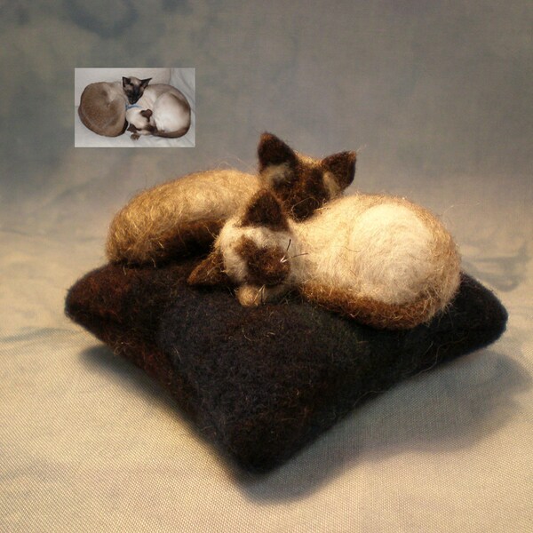 DEPOSIT for TWO KITTY Custom Pincushion from photos (82212c)