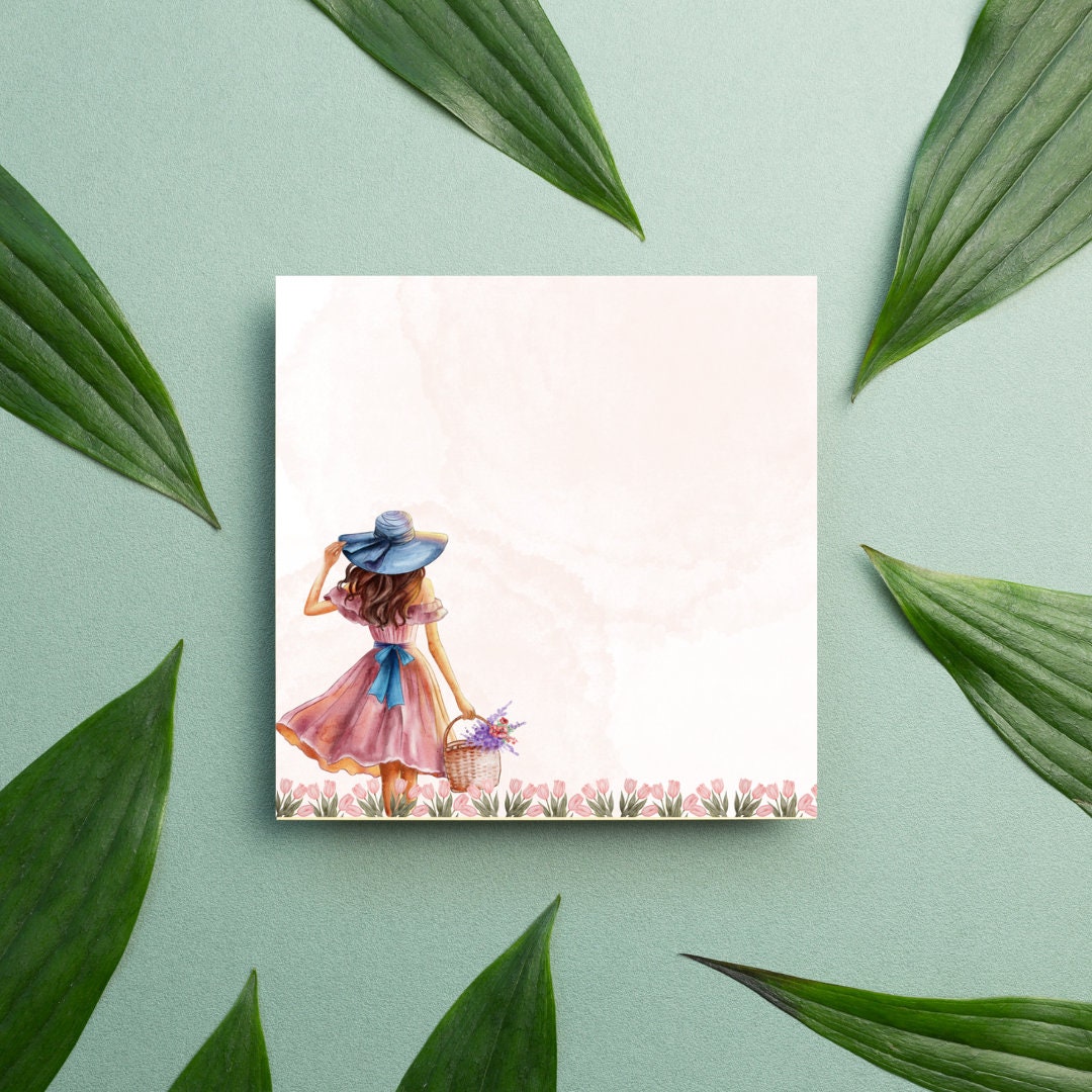 Floral Memo Pad, Printable Notepad, Square Notepad, Flower Girl Memo Sheets , Floral Sticky ...