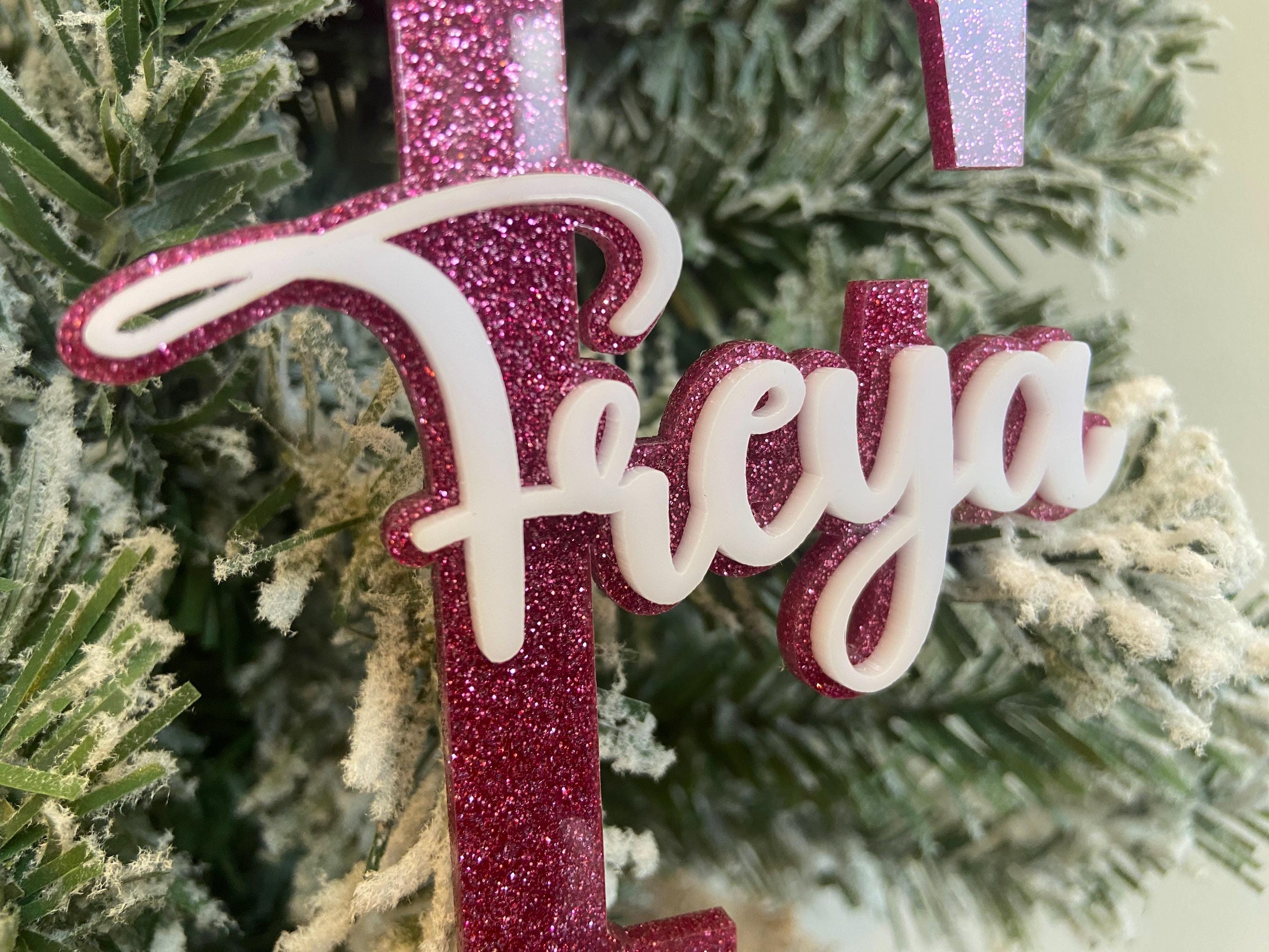 Personalised Initial Name Double Layer Christmas Tree Ornament, Custom Name, Bauble, Xmas Gift Tags, Stocking Tag, Acrylic Decorations