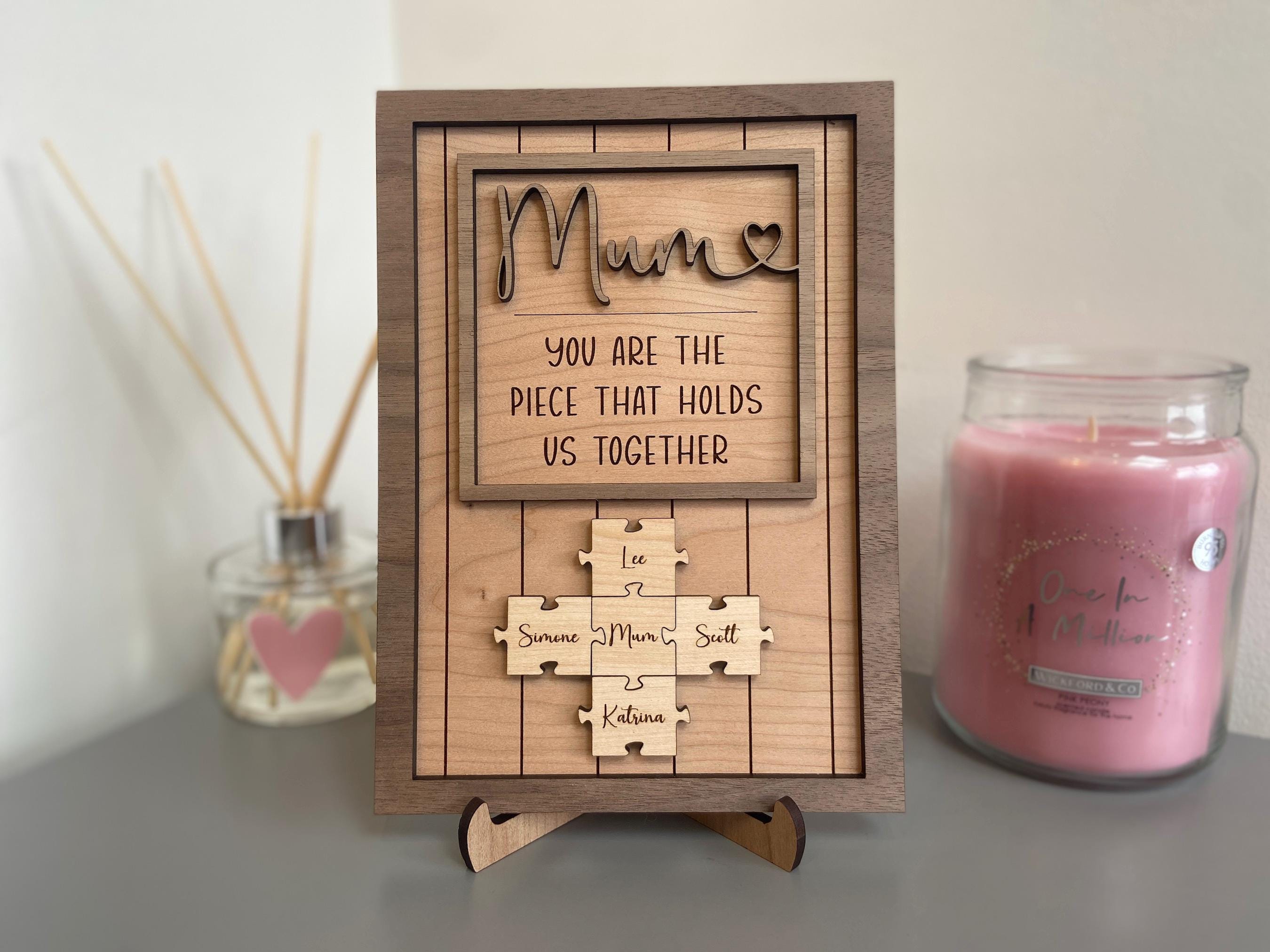 Personalised Mother&#39;s Day Puzzle Jigsaw Sign, Piece that Holds Us Together Frame, Mother&#39;s Day Gift, Anniversary, Birthday, Grandparent Gift