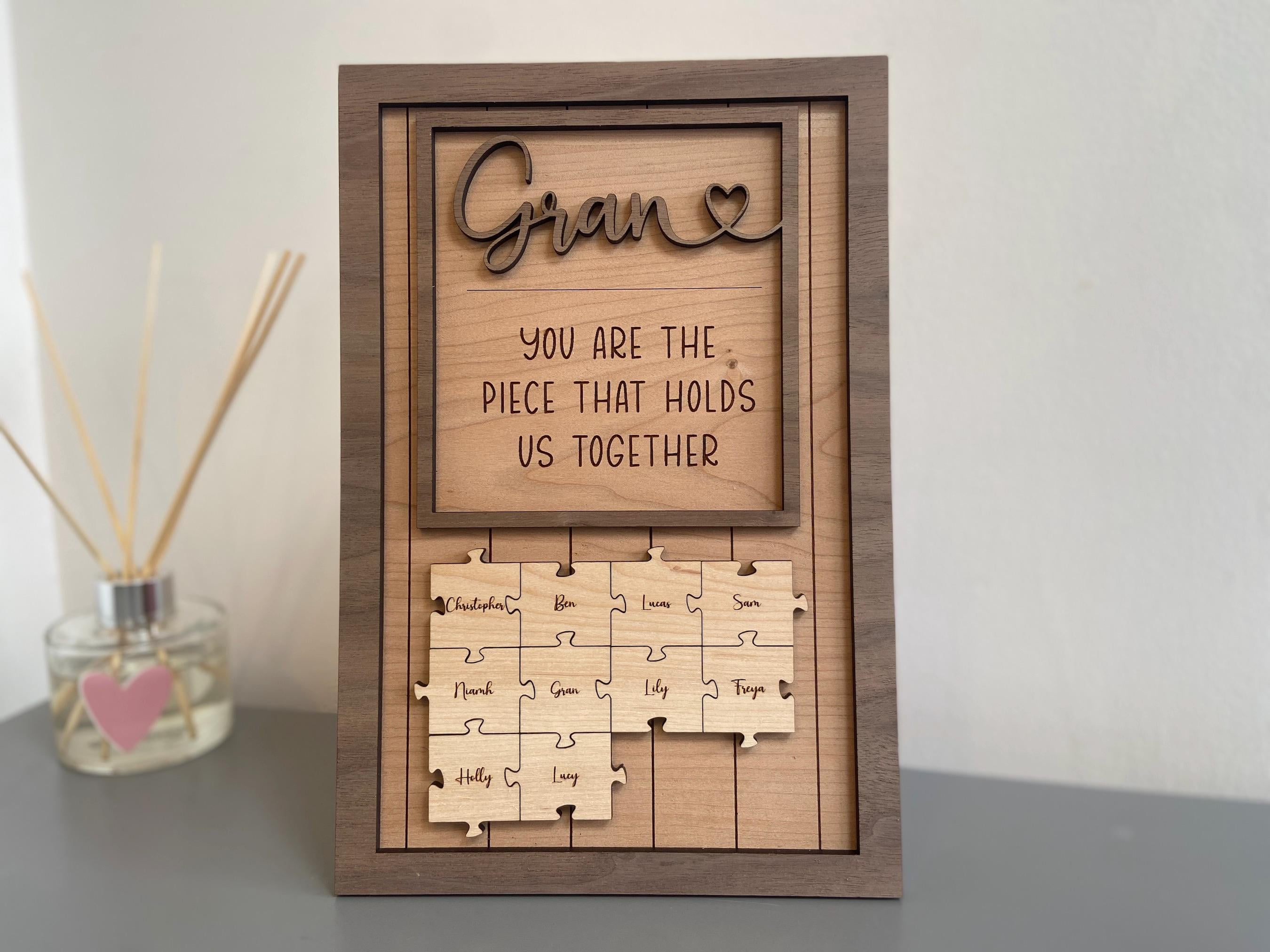 Personalised Mother&#39;s Day Puzzle Jigsaw Sign, Piece that Holds Us Together Frame, Mother&#39;s Day Gift, Anniversary, Birthday, Grandparent Gift