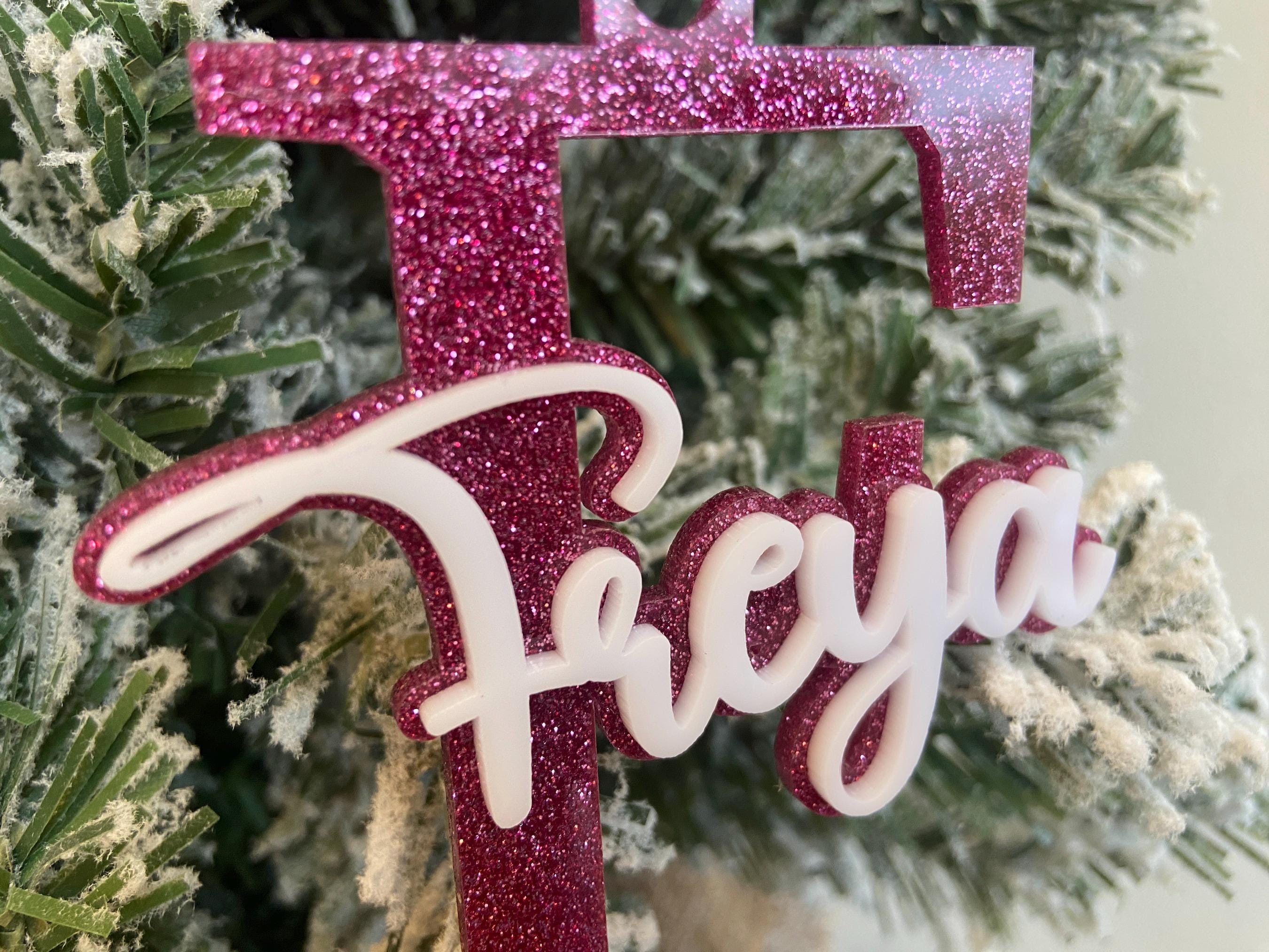 Personalised Initial Name Double Layer Christmas Tree Ornament, Custom Name, Bauble, Xmas Gift Tags, Stocking Tag, Acrylic Decorations