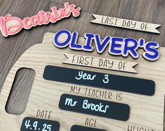 First Day of School Sign, Custom interchangeable Board, Personalised Reusable Memory Photo Board, Back To School Sign, Starting Nursery