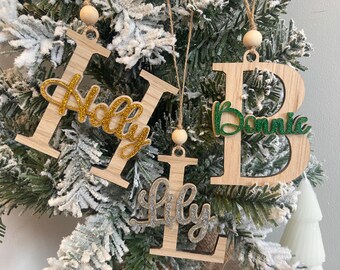 Personalised Initial Christmas Tree Decoration with Custom Name, Hanging Tree Decorations, Alphabet decorations, Gifts, Keepsake, Bauble