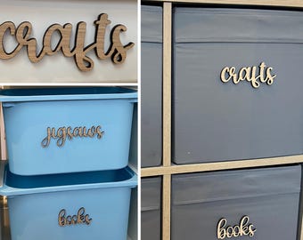 Personalised Wooden Storage Tags Labels, Ideal For Ikea Trofast, Kallax Boxes, Custom Word Labels, Playroom Nursery Decor, Home Organisation