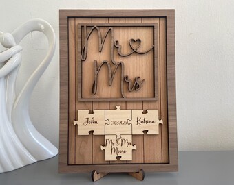 Personalised Wedding Anniversary Puzzle Jigsaw Frame, Couples Gift, Anniversary, husband, wife, wedding present, together forever, Wooden