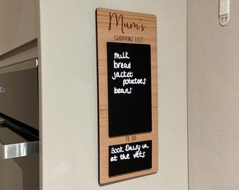 Personalised Shopping List & To Do Board, Mums Shopping List, Wipeable Shopping List Board, Kitchen Planner Magnetic Board, Wood Acrylic