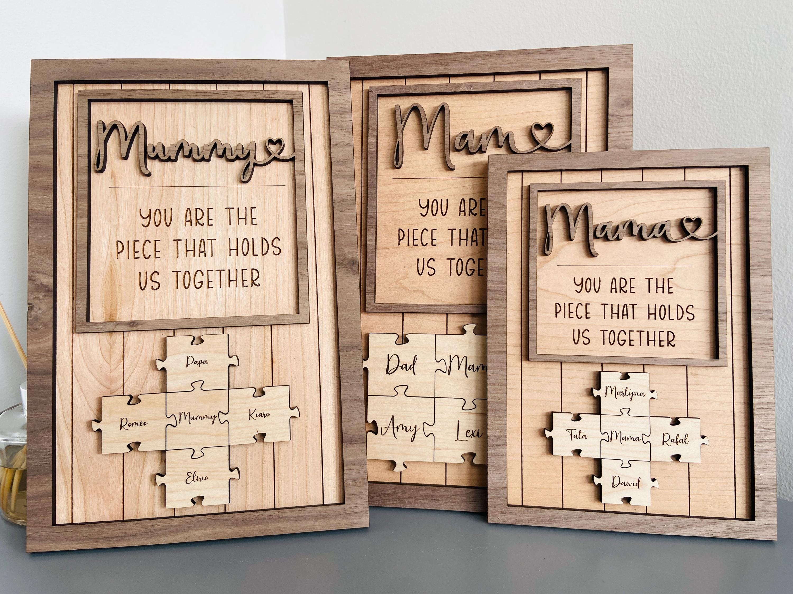 Personalised Mother&#39;s Day Puzzle Jigsaw Sign, Piece that Holds Us Together Frame, Mother&#39;s Day Gift, Anniversary, Birthday, Grandparent Gift