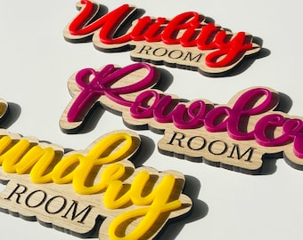 Personalised Sign For Door Wall, Wood & Acrylic Name, Man Cave, Bar, Utility, Shed, Garage, Station, Pub
