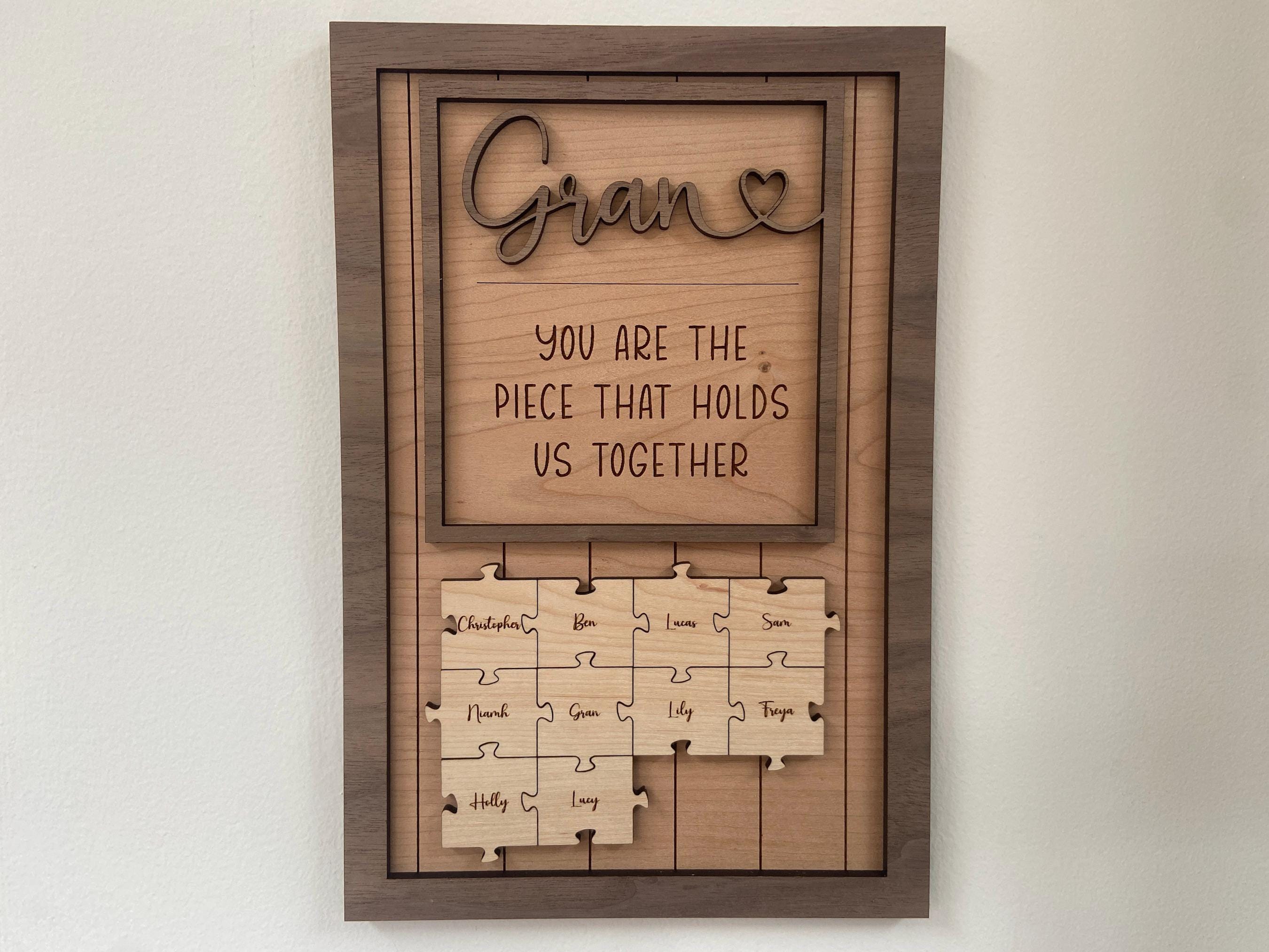 Personalised Mother&#39;s Day Puzzle Jigsaw Sign, Piece that Holds Us Together Frame, Mother&#39;s Day Gift, Anniversary, Birthday, Grandparent Gift
