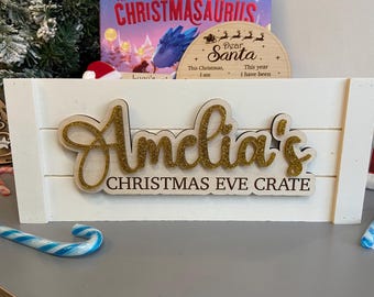 Personalised Christmas Eve Box Plaque, Christmas Eve Box Topper, December Box Name Sign, December Box Sign, Engraved Name Plaque