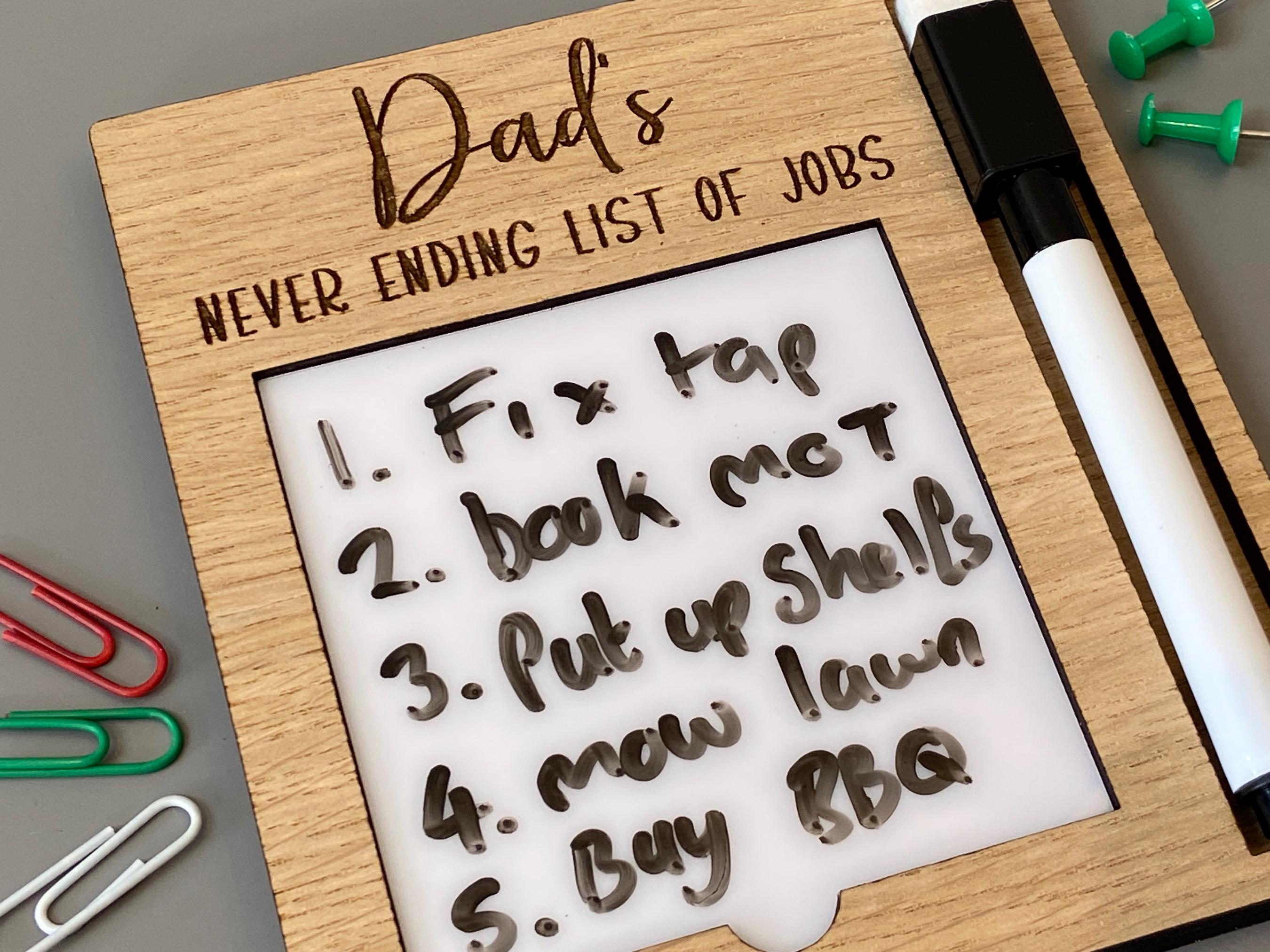 Personalised Post it Note Holder Dry Erase Board, Father Day Gift, Dad's Notepad, Personalised office gift Stationery, notebook, Daddy