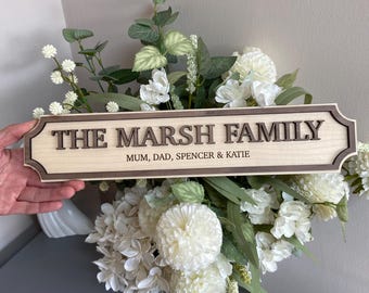Personalised Street Sign, Custom Wood Walnut & Maple Plaque, Family Home Vintage Sign, Wedding gift, Bespoke Gift Idea, Custom Sign Plaque