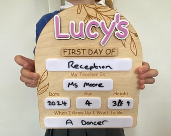 First / Last Day of School Sign, Personalised Reusable Memory Photo Board, Custom Back To School Sign, Starting School Nursery Preschool