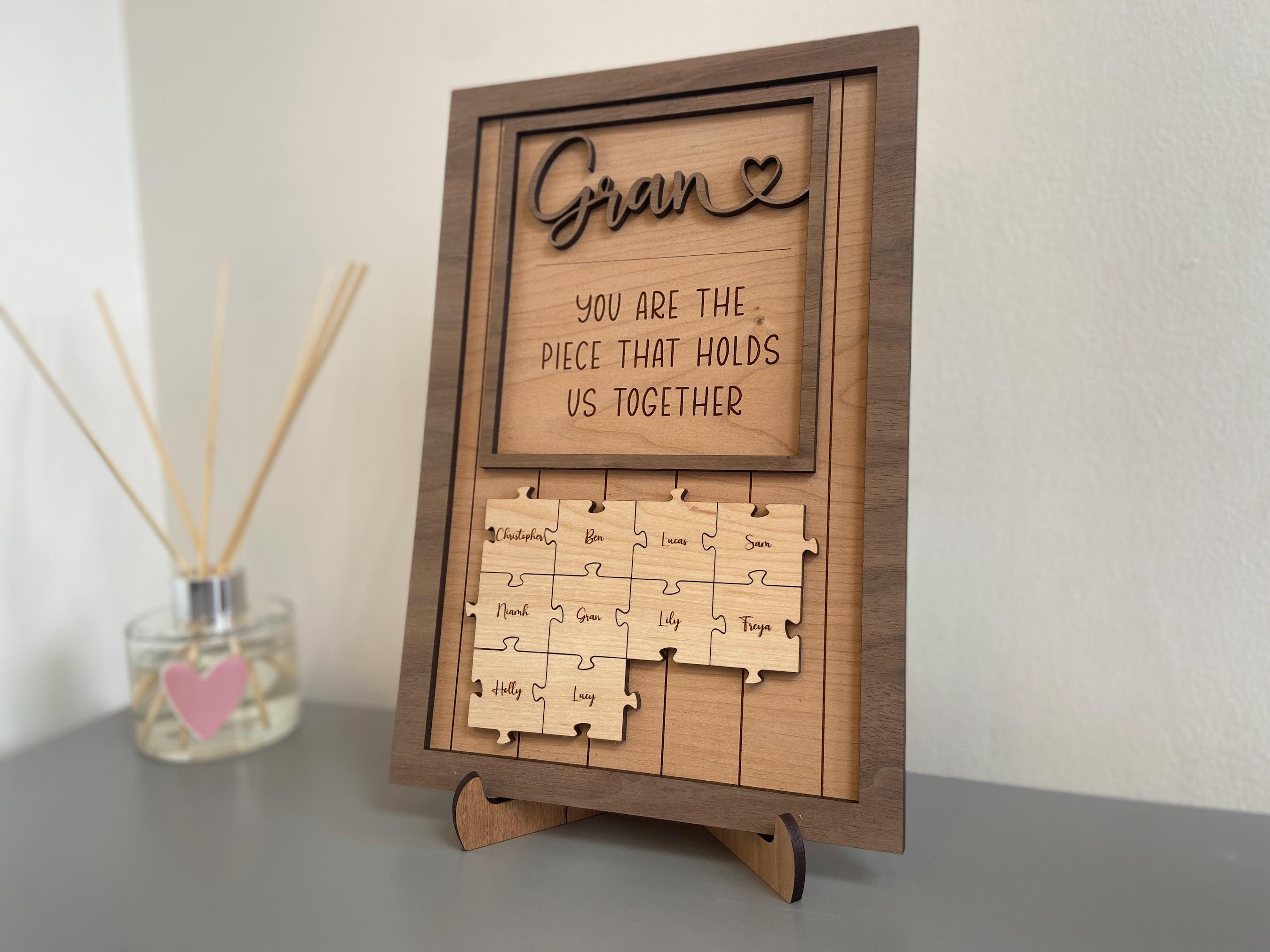 Personalised Mother&#39;s Day Puzzle Jigsaw Sign, Piece that Holds Us Together Frame, Mother&#39;s Day Gift, Anniversary, Birthday, Grandparent Gift