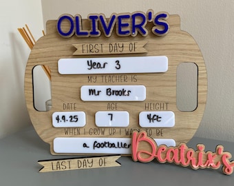 First Day of School Board, Custom interchangeable Sign, Personalised Reusable Memory Photo Board, Back To School Sign, Starting Nursery