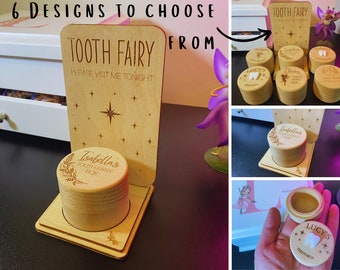 Personalised Tooth Fairy Box with Stand | Custom Wooden Box | Baby Gift Engraved Wood Box Keepsake | Tooth Fairy Pillow 1st Birthday Gift