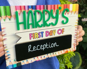 First Day of School Board, Personalised  Reusable Memory Photo Board, UV Printed Back To School Sign, Back To School Nursery Preschool